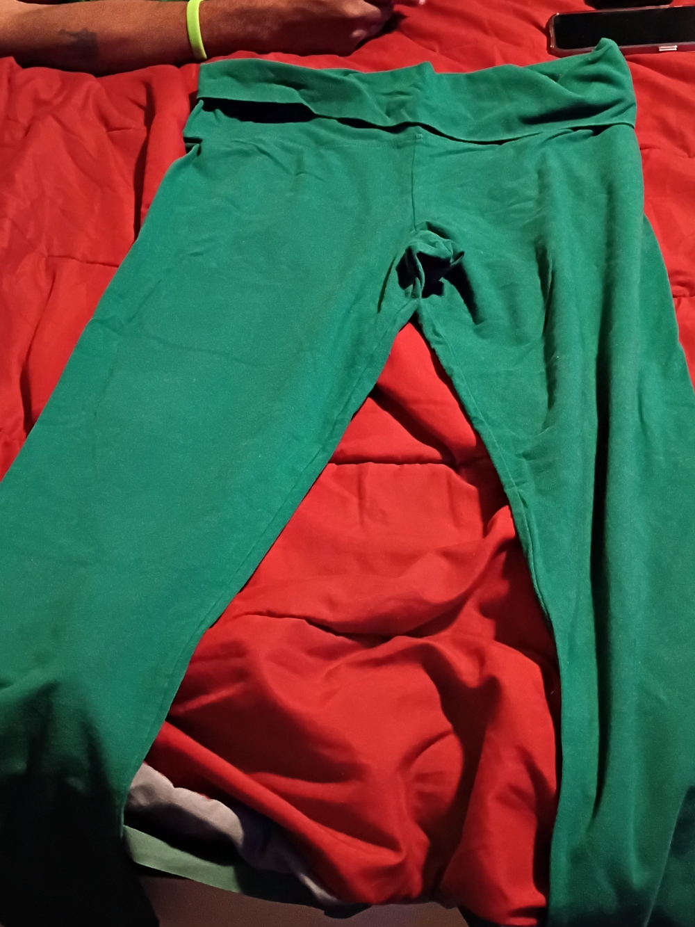 PINK Victoria's Secret Emerald Green Fold-Over Waist Leggings